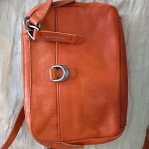Lucky Brand Orange Genuine Leather Crossbody Bag